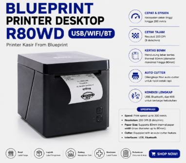 PRINTER KASIR USB +WIFI + BT THERMAL PRINTER ( R80WD )